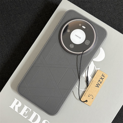 wzxf素皮菱格菱形纹适用华为Mate80手机壳新款钛灰色mate70pro镜头大孔ProMax高档简约m60保护套男女款皮纹pm