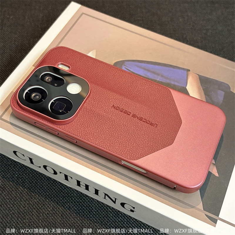 【秒变非凡大师】适用OPPOFindX9Pro手机壳新款素皮纹findx9镜头精孔全包硬壳oppo保护套por高级感男女款红色