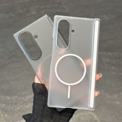 超薄冰雾磨砂磁吸壳适用三星zfold7手机壳带中轴z fold6肤感简约透明galaxyZFlod5折叠屏男女全包防摔4保护套