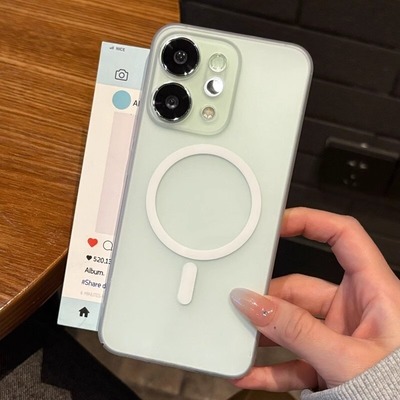 ins磨砂透白色适用OPPOReno14Pro手机壳reno15磁吸Reno13pro精孔镜头轻薄裸机手感硬壳oppo半透明散热por男女