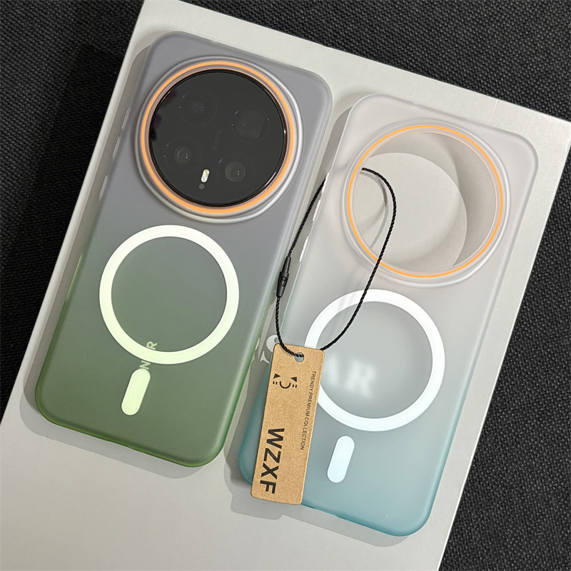 wzxf柔彩渐变蓝色适用荣耀Magic8pro手机壳新款带磁吸magic7透明磨砂魔术6大孔硬壳por保护套全包防摔男女款