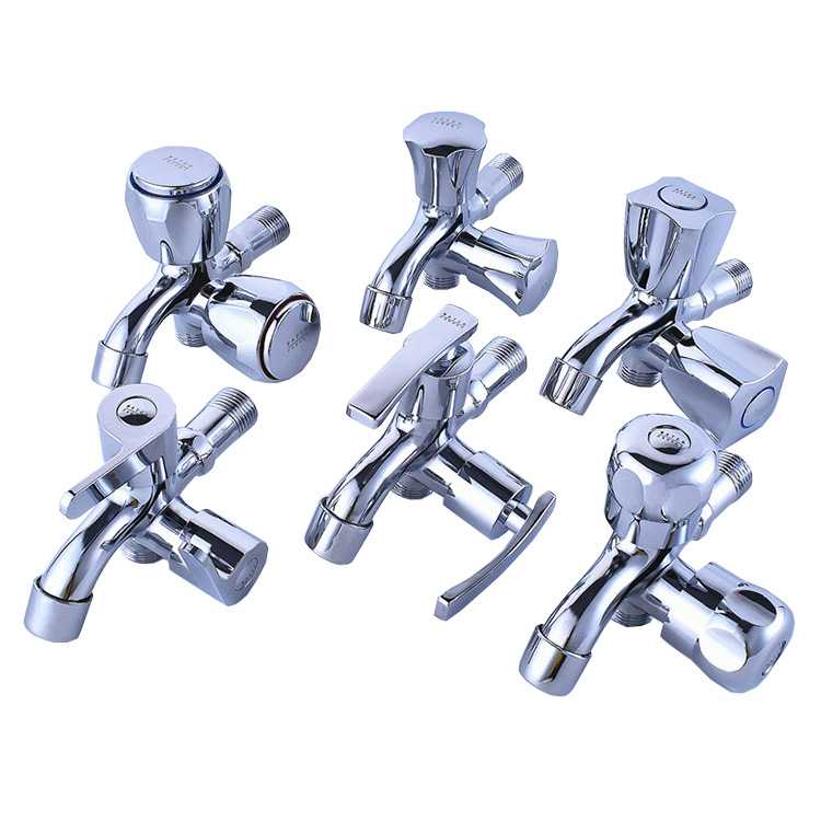 外贸款入墙两功能水龙头家用 户外开关双出水单冷水铜阀芯水龙头