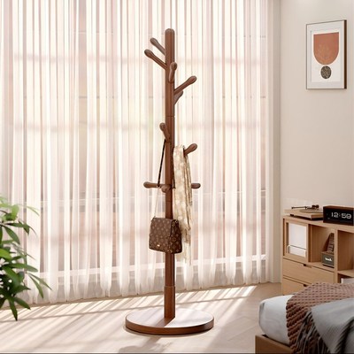 实木衣帽架落地式2025新款立式家用挂衣架置物卧室衣服收纳架子
