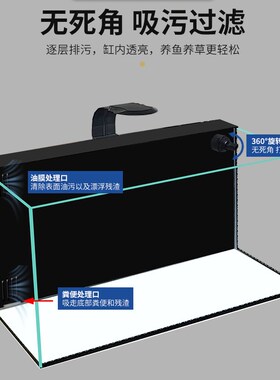 604040背滤生态免换水自循环小型鱼缸家用桌面办公室超白玻水族箱