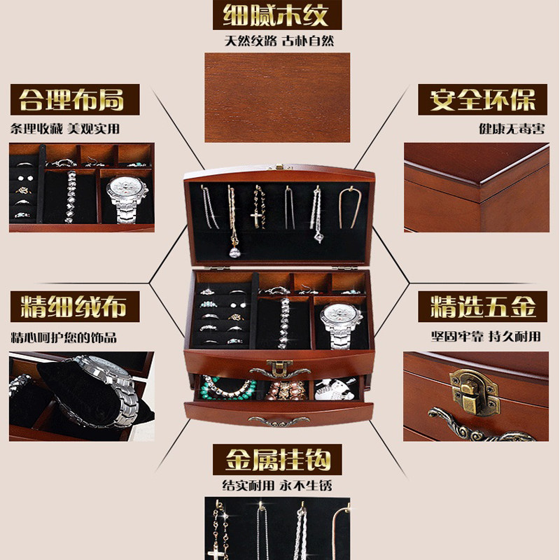 韩米琪首饰盒欧式实木质制饰品盒复古收纳盒公主耳钉盒珠宝盒礼物,饰品/流行首饰/时尚饰品新,首饰盒,淘宝优惠券,粉丝福利购,淘宝优惠卷