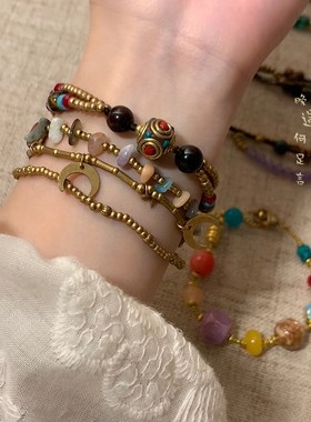 [洛桑]天然石编织绳手链女新中式复古民族风手饰小众高级感手串