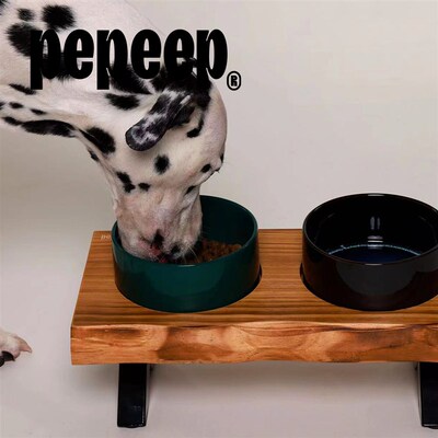 pepeep陶瓷碗猫狗通用宠物家具时尚中大型犬餐桌护颈防打翻