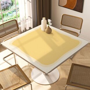 奶油风正方形桌布防水防油防烫皮革餐桌垫小方桌茶几垫子八仙桌垫
