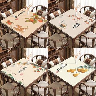 新中式方桌正方形桌布八仙桌高级感防水防油80x80桌垫桌面保护垫