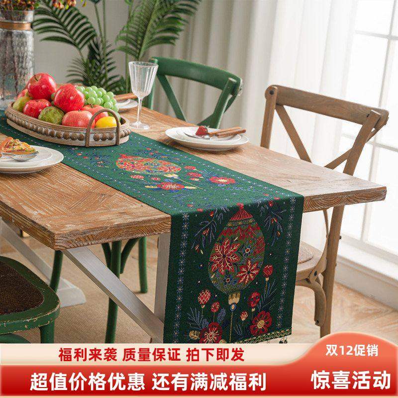 25新款外贸跨境圣诞树雪花餐厅桌旗流苏提花装饰餐柜盖巾床尾旗,居家布艺,桌布,淘宝优惠券,粉丝福利购,淘宝优惠卷
