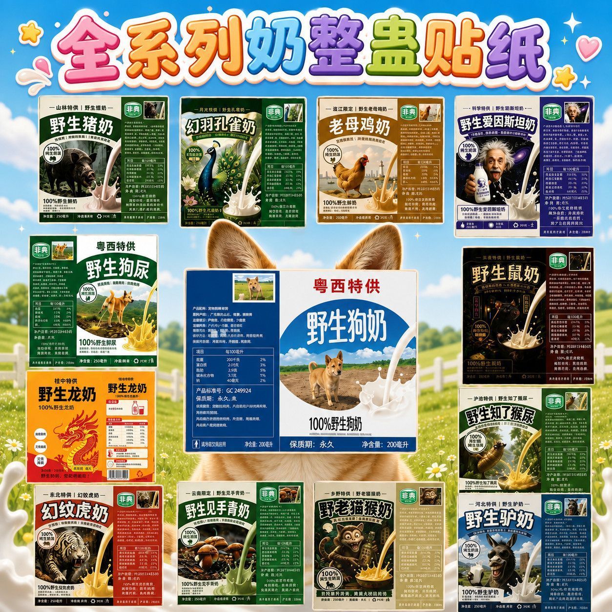野生狗尿粤西特供贴纸整蛊贴画图片