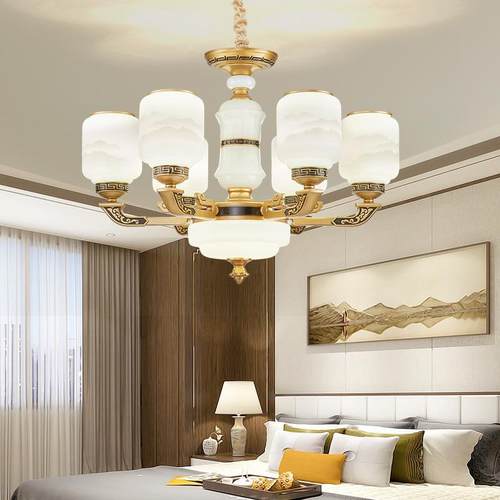 中山卧室大厅新中式客厅吊灯中式锌合金防尘虫家用灯饰灯具餐厅灯