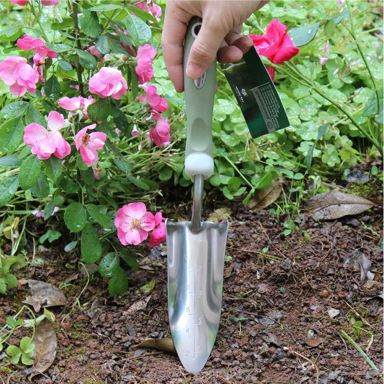 沃施2006不锈钢小铲园艺工具铲子带刻度花铲养花栽花种花园林铲