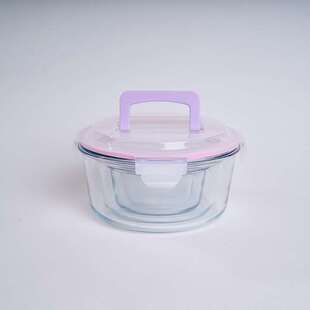 鑫瑞家居带提手盖耐热玻璃保鲜盒微波炉加热饭盒冰箱收纳储物餐盒