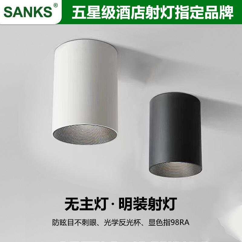 明装筒灯防眩24°免开孔酒店客厅过道走廊led吸顶射灯