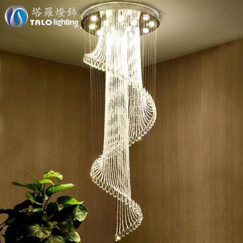 复式楼梯客厅吊灯 酒店大堂工程长吊灯 别墅楼中楼客厅吊线水晶灯