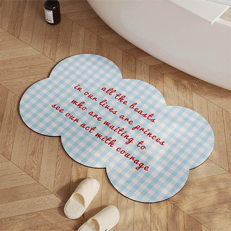 ins风格子浴室吸水地垫硅藻泥速干厕所卫生间门口家用防滑脚垫子