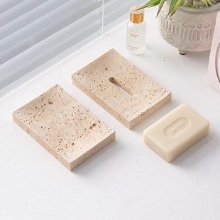 天然大理石皂盒轻奢风洞石级皂盒香皂盒家用皂托盘盒子北欧