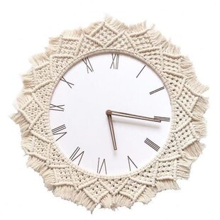 北欧创意编织挂钟挂毯静音挂钟客厅餐厅名宿时尚 墙饰 简约挂毯软装