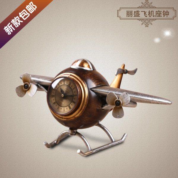 5ZW欧式复古飞机座钟卧室坐钟床头小钟客厅装饰台面时钟表摆,家居饰品,台钟/闹钟,淘宝优惠券,粉丝福利购,淘宝优惠卷