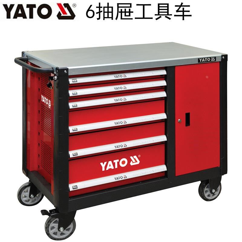 YATO易尔f拓汽修工具车带锁带刹车防滑6抽屉式手推车工具YT-09002