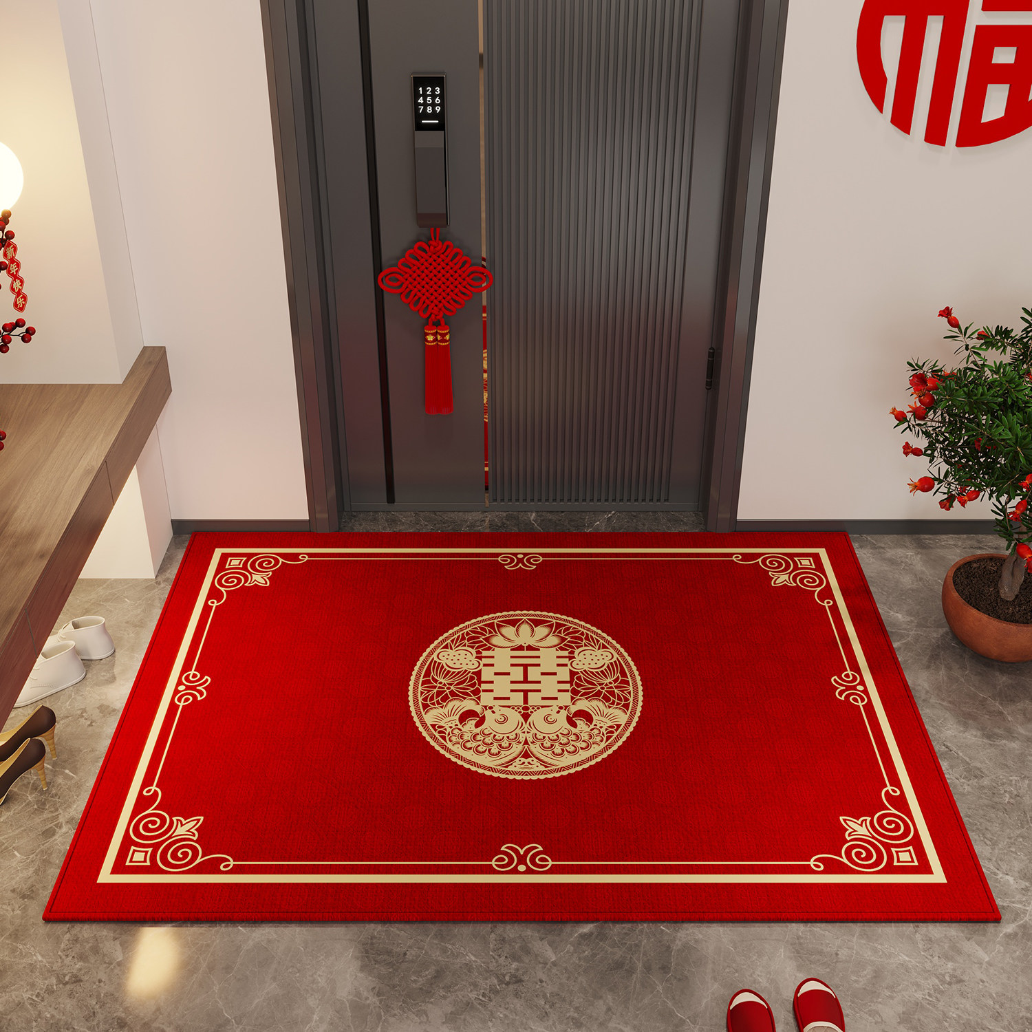 喜庆结婚红地毯高级感进门地垫入D户门垫可裁剪大门口玄关脚垫,居家布艺,入户地垫,淘宝优惠券,粉丝福利购,淘宝优惠卷