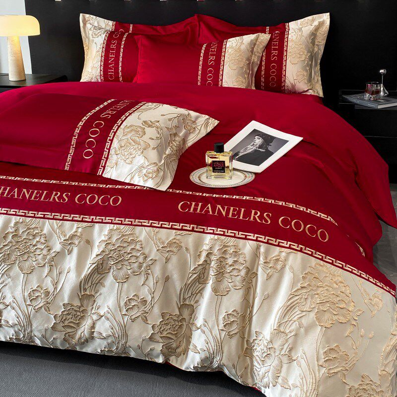 结婚四件套大红色床单被v套备婚喜被婚庆床上用品婚房陪嫁,床上用品,婚庆床品套件,淘宝优惠券,粉丝福利购,淘宝优惠卷