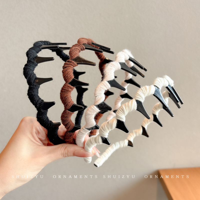 波浪发箍女洗脸2024新款发卡秋冬高颅顶头箍带齿防滑压发发捆头饰