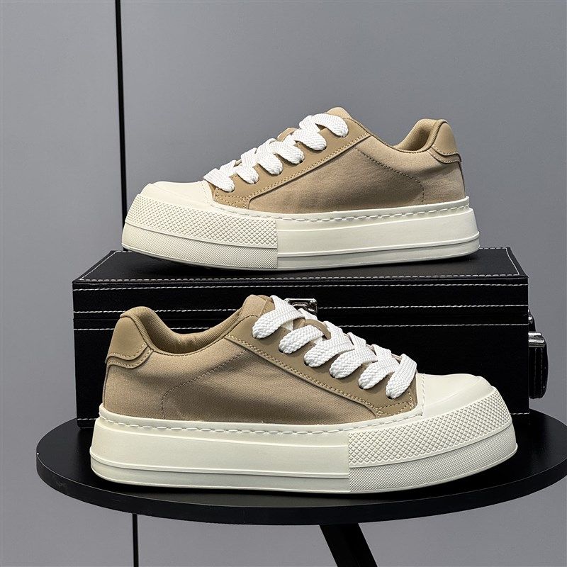 板鞋男款2025新款透气帆布休闲鞋百搭J厚底增高鞋轻便系带低帮布,流行男鞋,休闲板鞋,淘宝优惠券,粉丝福利购,淘宝优惠卷