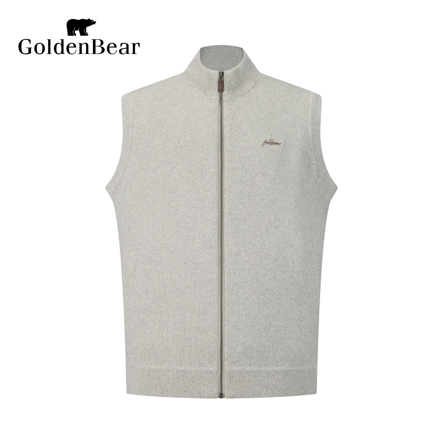 GOLDEN BEAR/金熊男装26冬季新品男式薄绒立领拉链开衫针织背心
