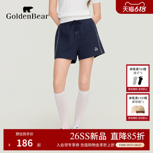 GOLDEN BEAR/金熊2026夏季新品女士中腰毛巾布百搭运动风休闲短裤