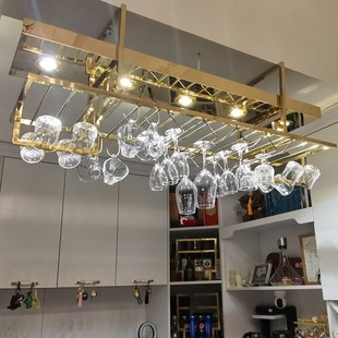 轻奢不锈钢红酒杯架倒挂家用红酒架悬挂酒杯架吧台吊架酒架置物架