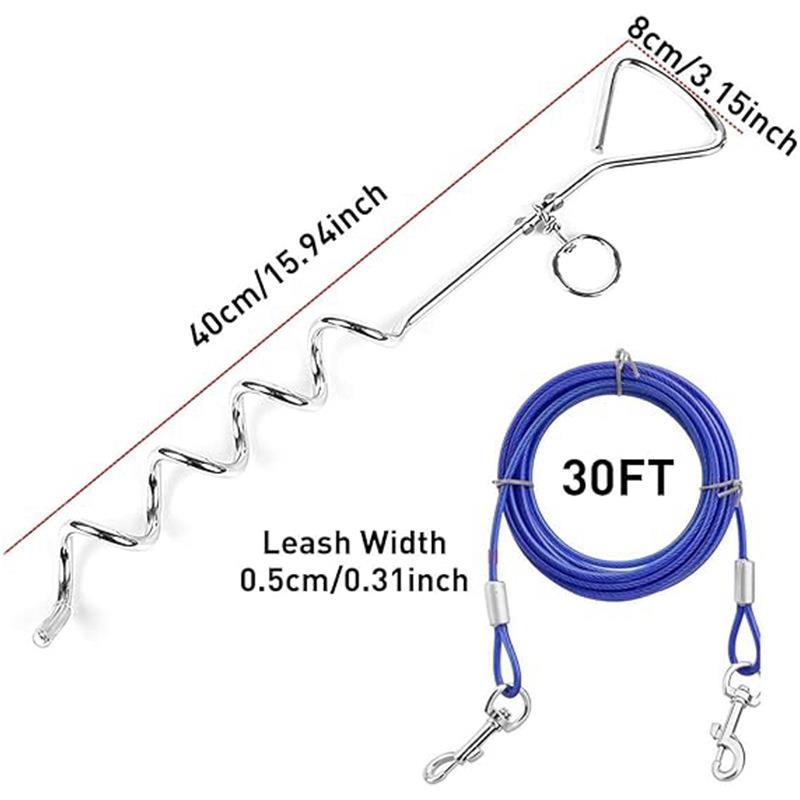 户外双头一拖二钢丝牵引绳螺旋地钉固定桩狗桩拴狗桩配套宠物用品