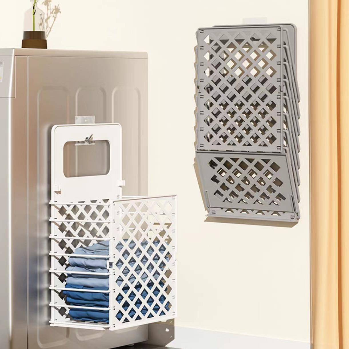 脏衣篓衣物收纳筐家用浴室脏衣服壁挂篮免打孔放置衣服洗衣篮子架