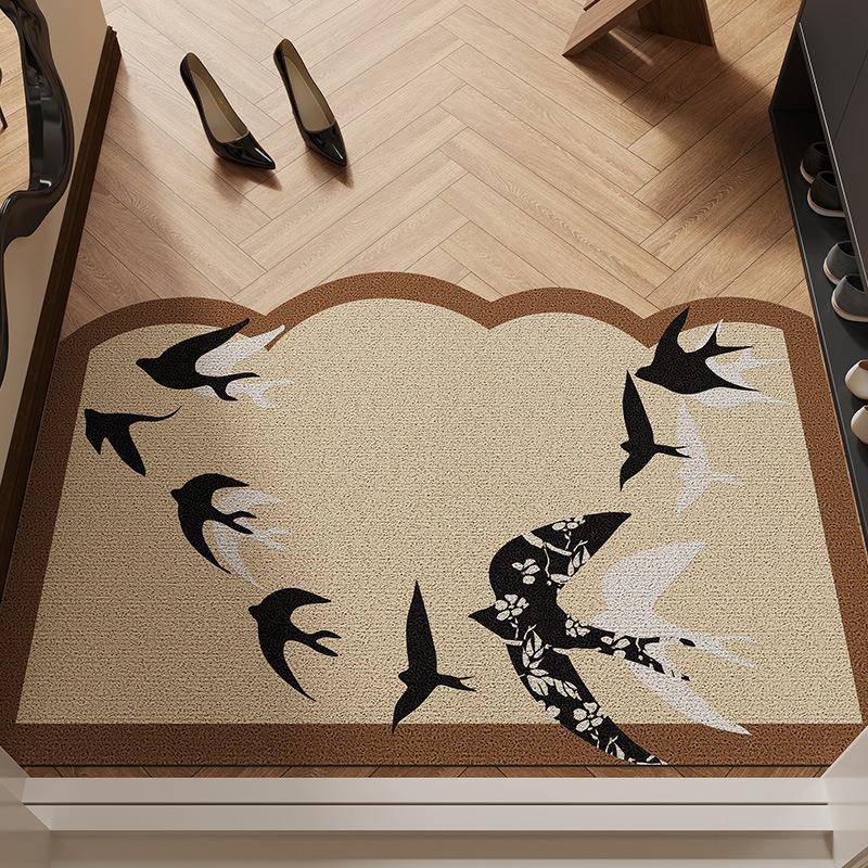 法式中古风入户门地垫家用防滑耐脏可裁剪丝圈地垫pvc玄关地毯