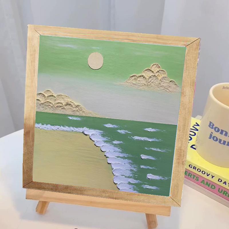 实木画框diy手工肌理画材料包创意立体浮雕画手绘数字油画装饰画
