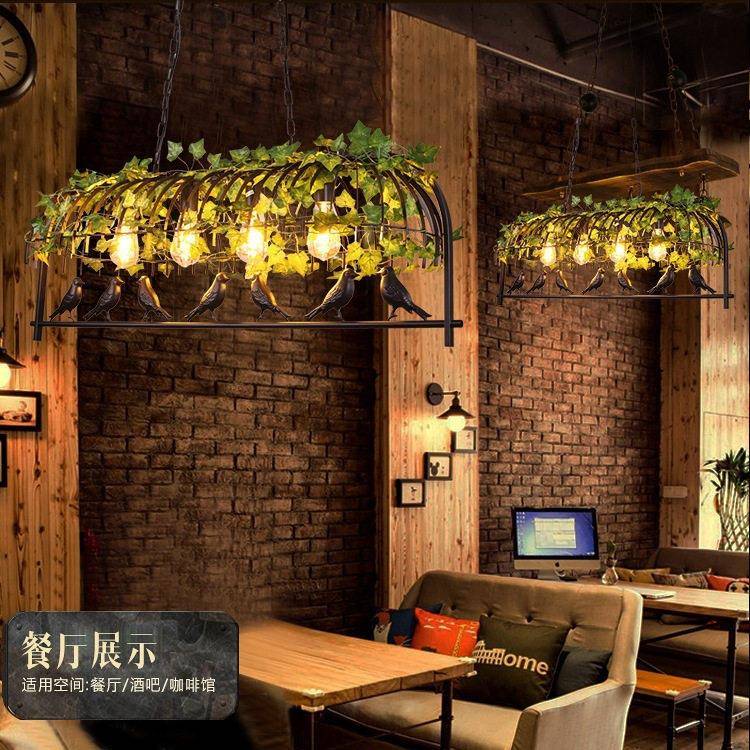 复古工业风花草植物个性鸟笼吊灯网咖吧台奶茶店服装店餐厅吊灯