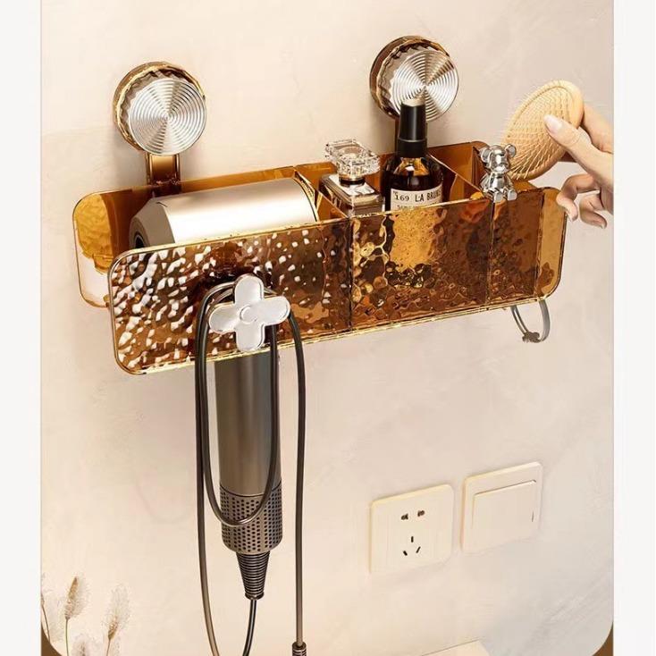 吹风机置物架吸盘式水波纹免打孔卫生间收纳挂架多功能支架浴室架