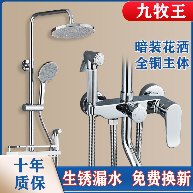 全铜淋浴花洒套装十大品牌家用洗浴暗装K卫浴增压喷头超强淋雨浴