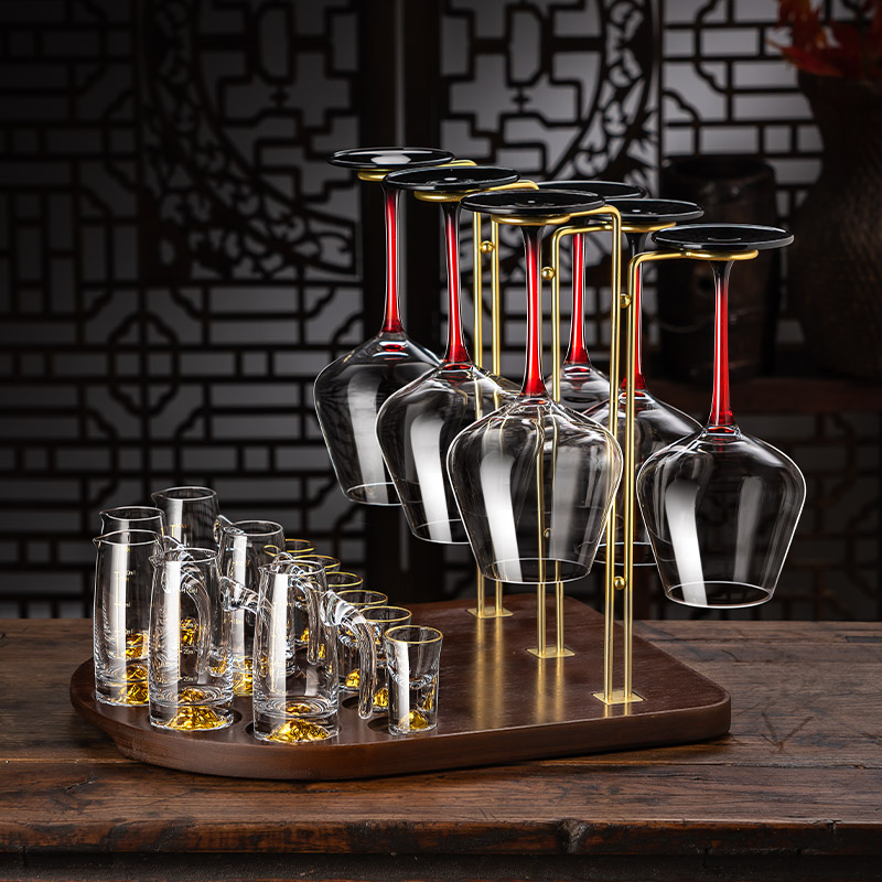 勃艮第红a酒杯轻奢高档摆件白酒高脚杯套装家用水晶醒酒器创意杯