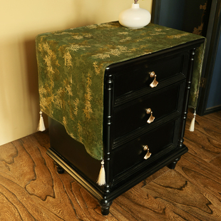 新中式床头柜盖布防尘布轻奢高级感小桌布高档卧室床头柜垫布铺巾