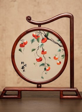 苏州刺绣摆e件客厅装饰品双面绣工艺摆台中国风特色纪念礼品送领