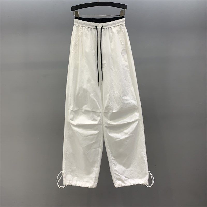 2025夏季薄款美式休闲脚口抽绳工装裤女宽松显Q瘦直筒阔腿拖地长,女装/女士精品,休闲裤,淘宝优惠券,粉丝福利购,淘宝优惠卷