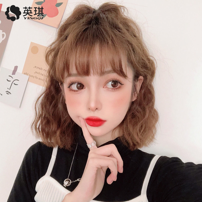 假发短发女空气刘海泡面头卷发真人D发丝蓬松全头套式自然短发造