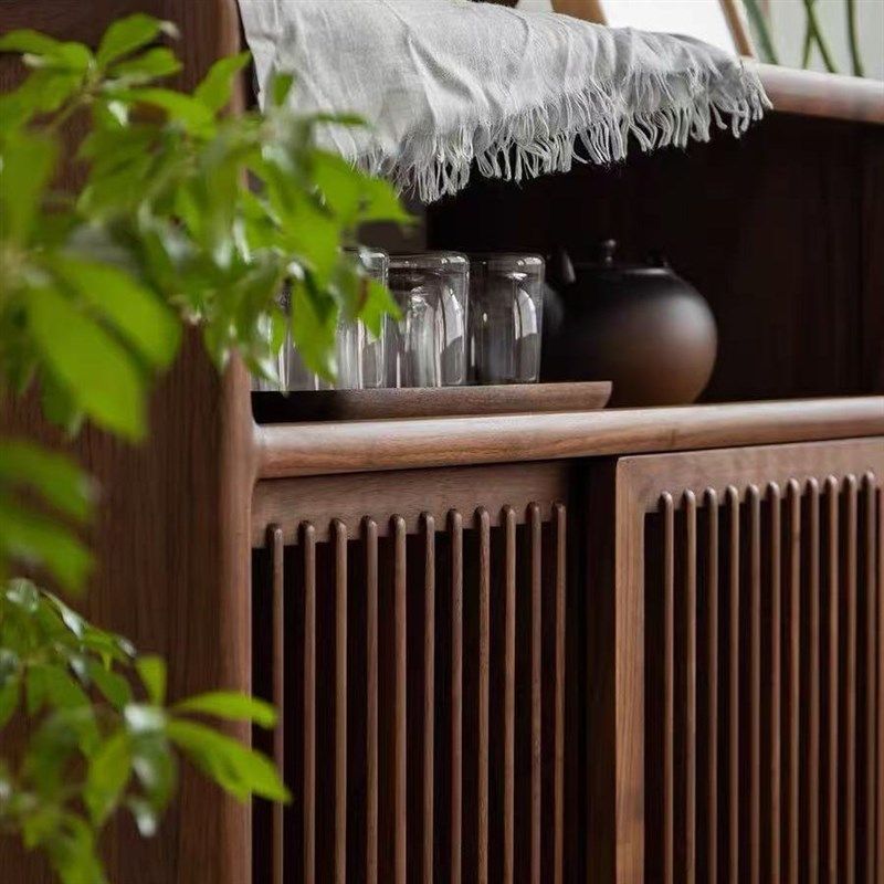 新中式实木储物柜茶矮柜茶柜边柜B北美黑胡桃储藏柜杂物柜茶水柜,住宅家具,餐边柜,淘宝优惠券,粉丝福利购,淘宝优惠卷