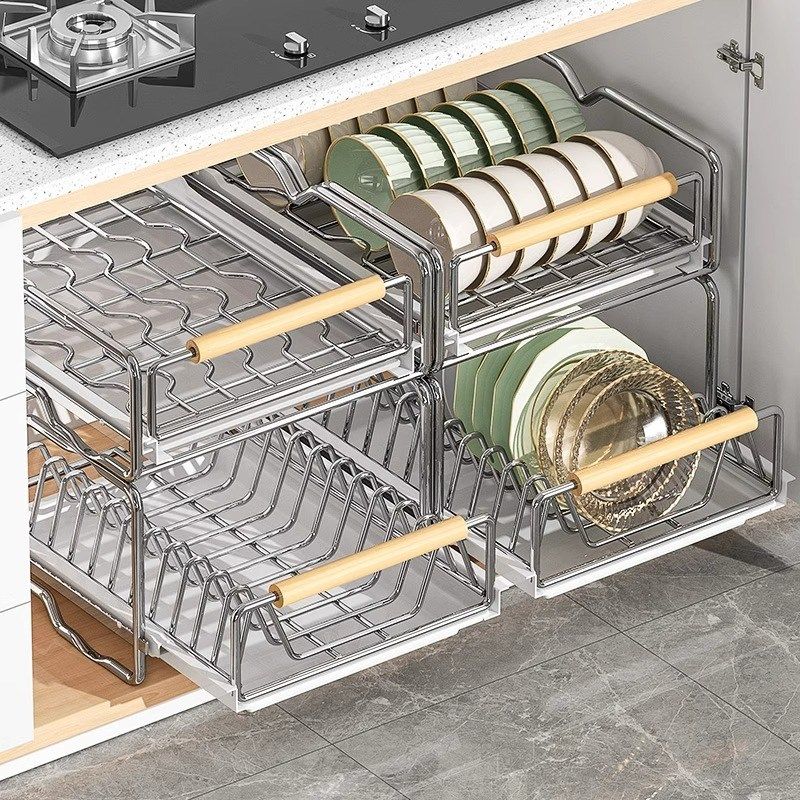 不锈钢碗碟收纳架厨房橱柜内置物架抽屉式拉篮抽拉碗X盘子沥水碗,收纳整理,整理架/置物架/收纳架,淘宝优惠券,粉丝福利购,淘宝优惠卷