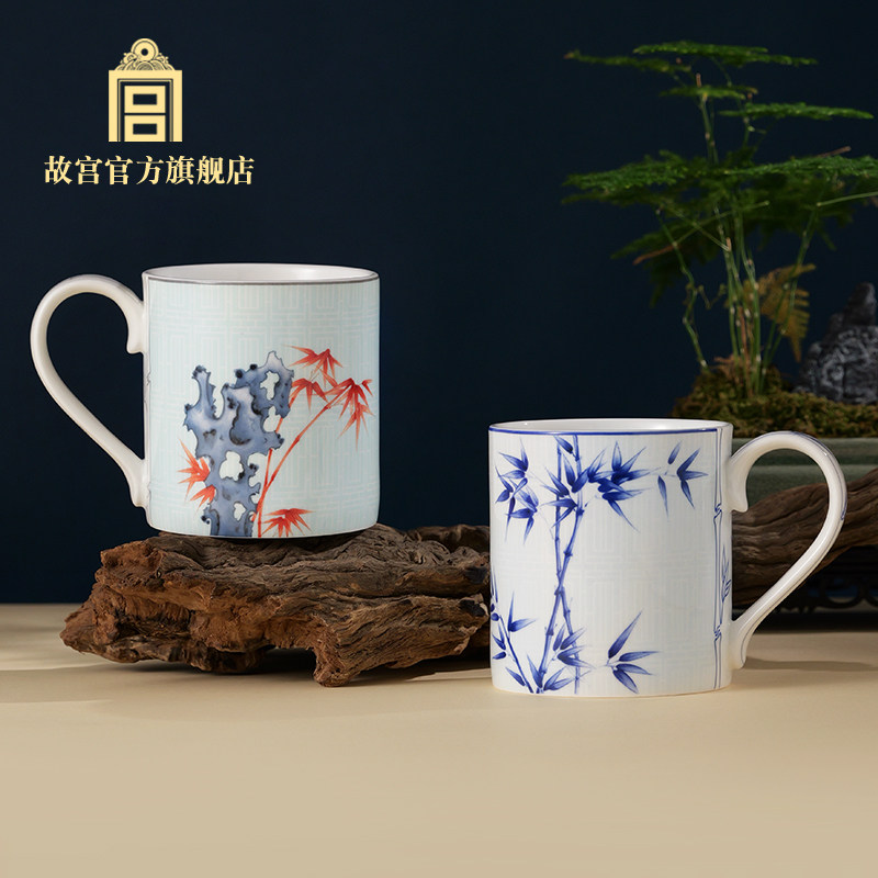 故宫官方店丨节节高升青花锦绣鸿运当头马克杯釉中彩水杯茶杯礼物