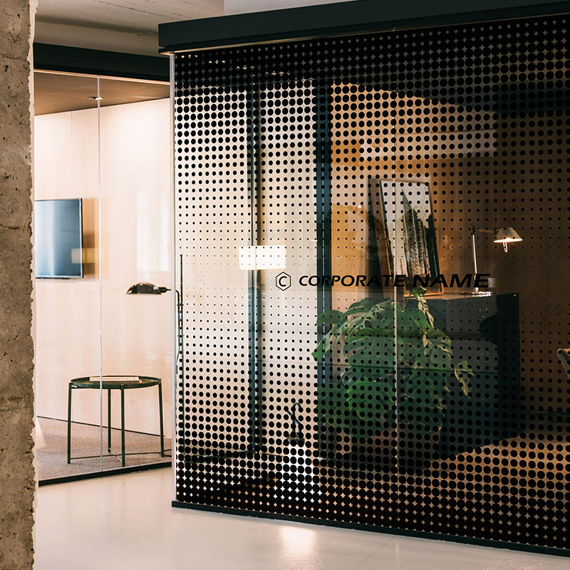 简约黑色渐变办公室艺术无胶静电磨砂透明玻璃贴膜装饰白贴纸定制