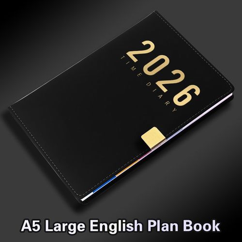 2026年英文日程本A5商务皮面计划本定做笔记本子文具定制可印logo