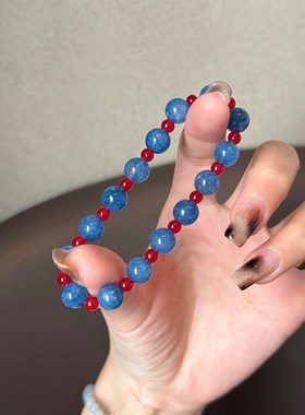 绿色Ni江夏中国风红蓝对比蓝玉心手链,新的中国风,可访问的豪华,